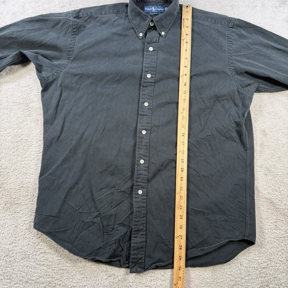 Polo Ralph Lauren Shirt Mens Medium Black Blake Long Sleeve Button Down Pony